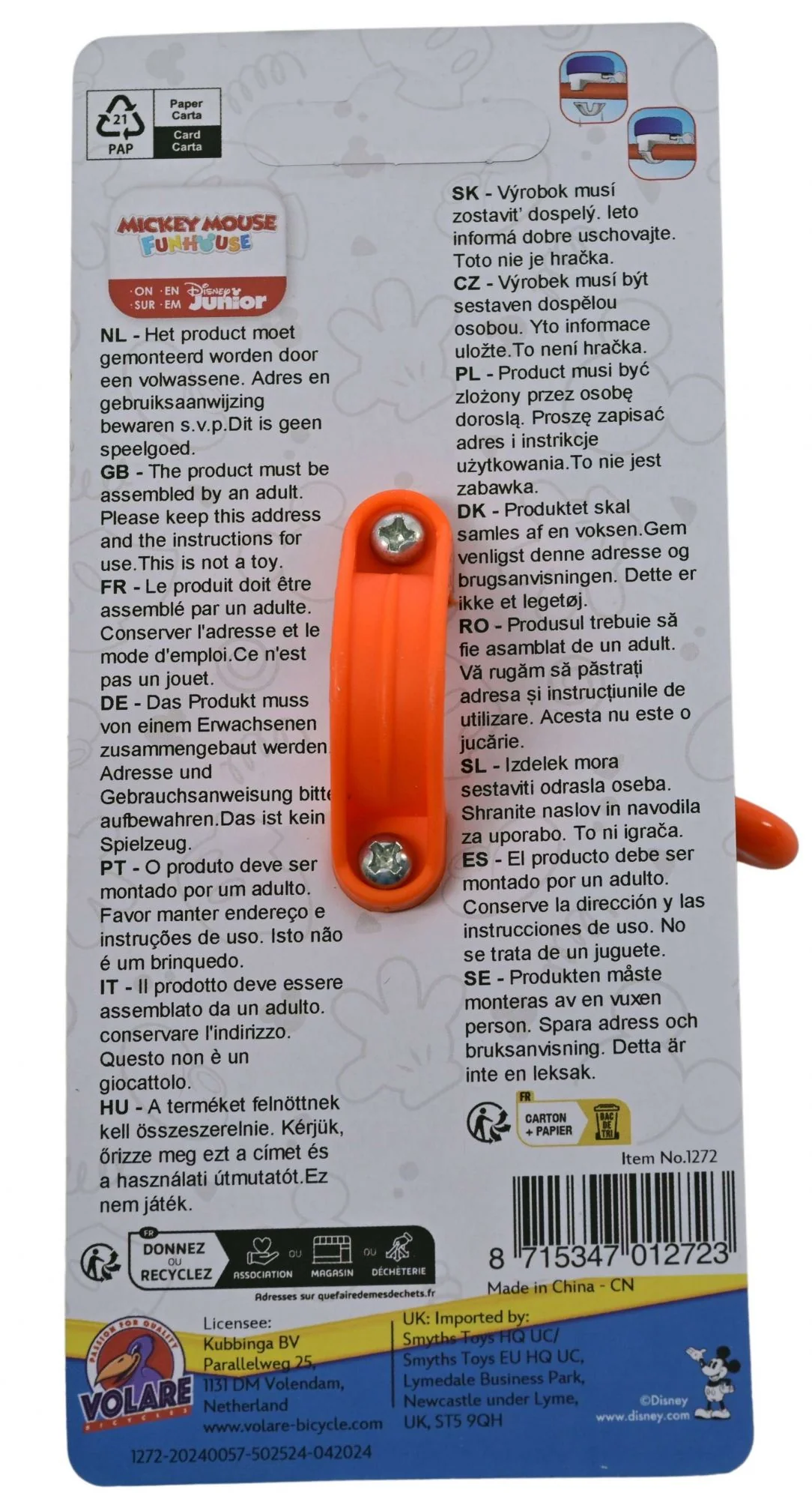 Disney Mickey Mouse Fietsbel - Jongens - Blauw Oranje - Image 3