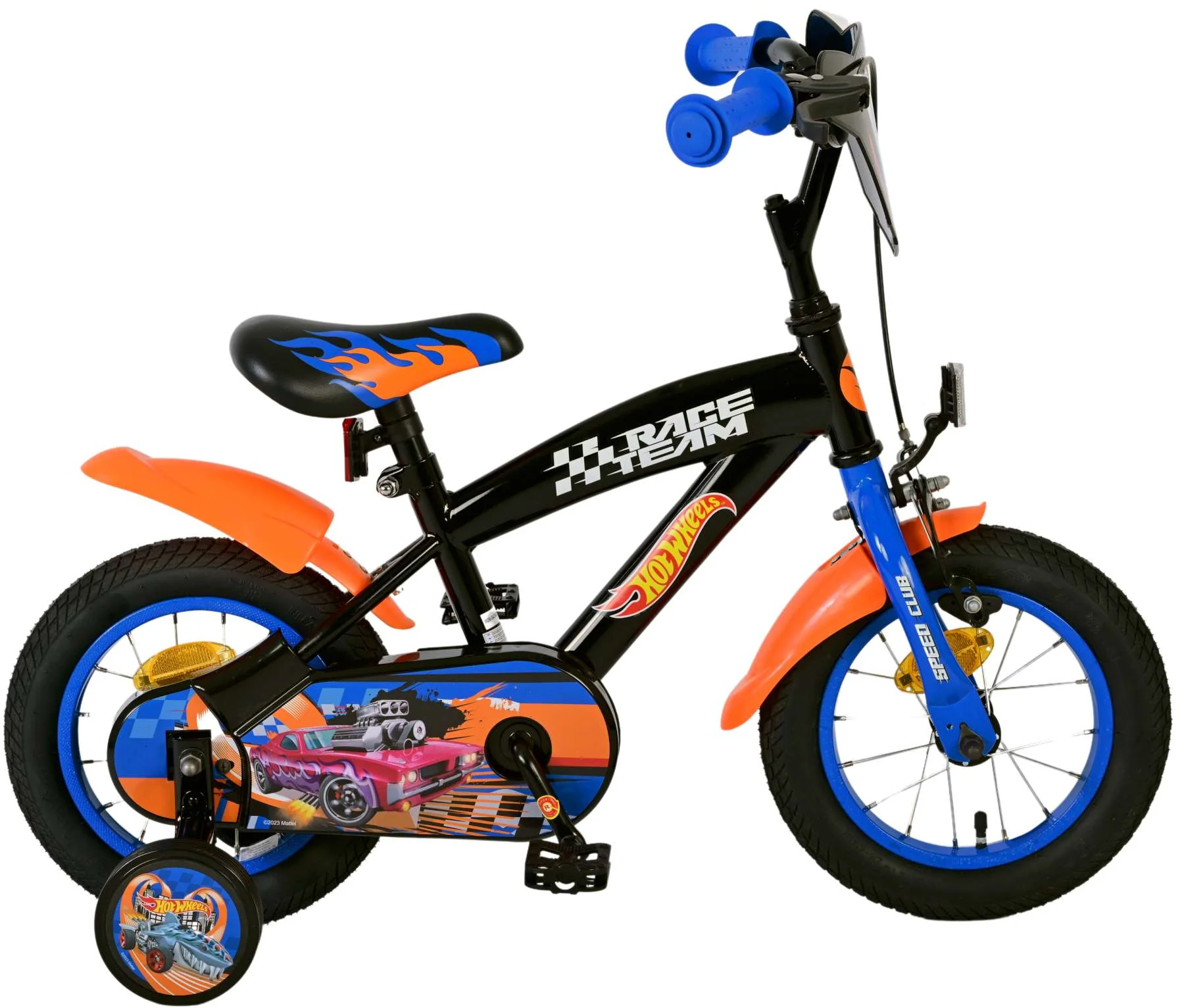 Hot Wheels Kinderfiets - Jongens - 12 inch - Zwart Oranje Blauw OUTLET