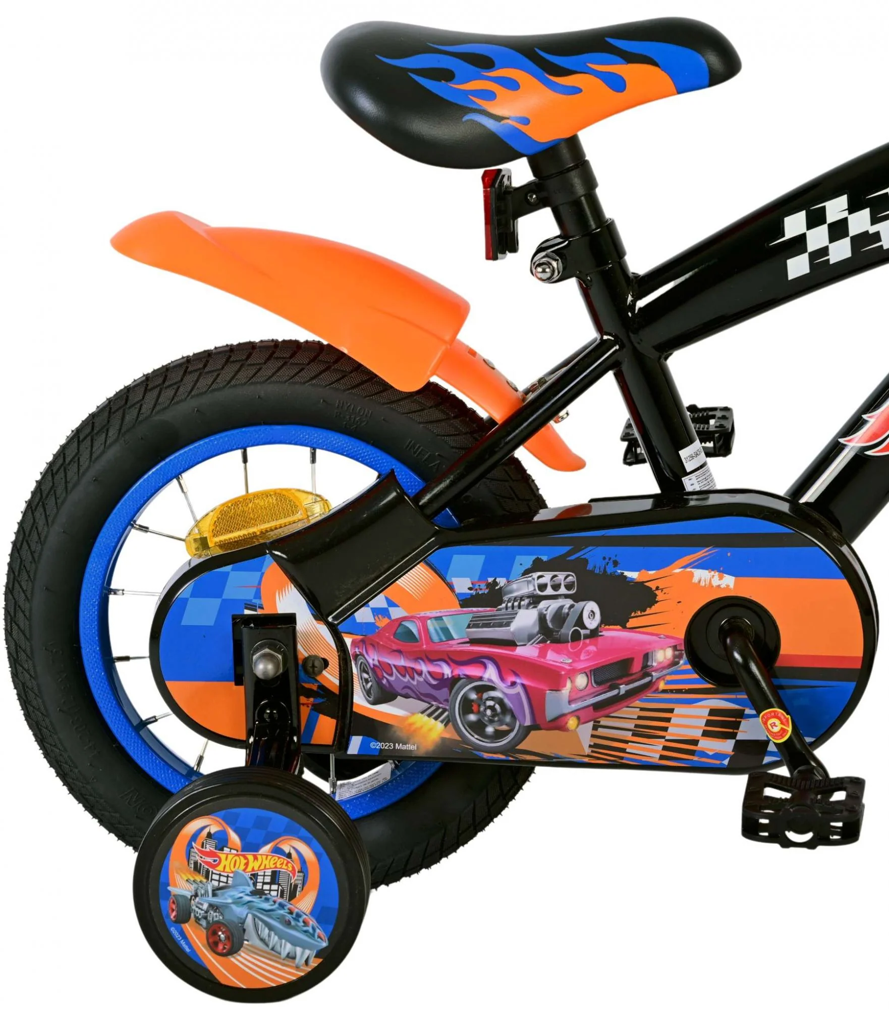Hot Wheels Kinderfiets - Jongens - 12 inch - Zwart Oranje Blauw OUTLET - Image 3