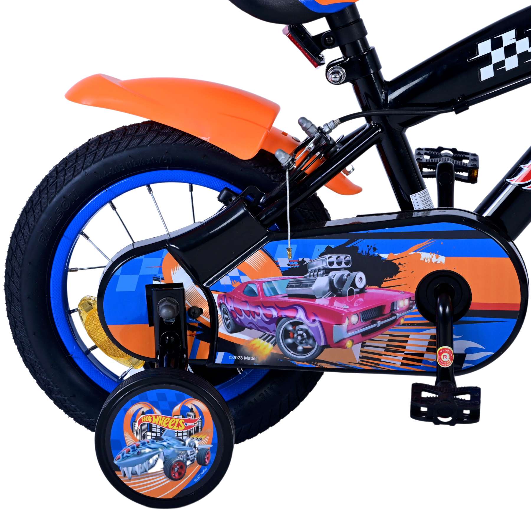 Hot Wheels Kinderfiets - Jongens - 12 inch - Zwart Oranje Blauw - Twee handremmen - Image 3