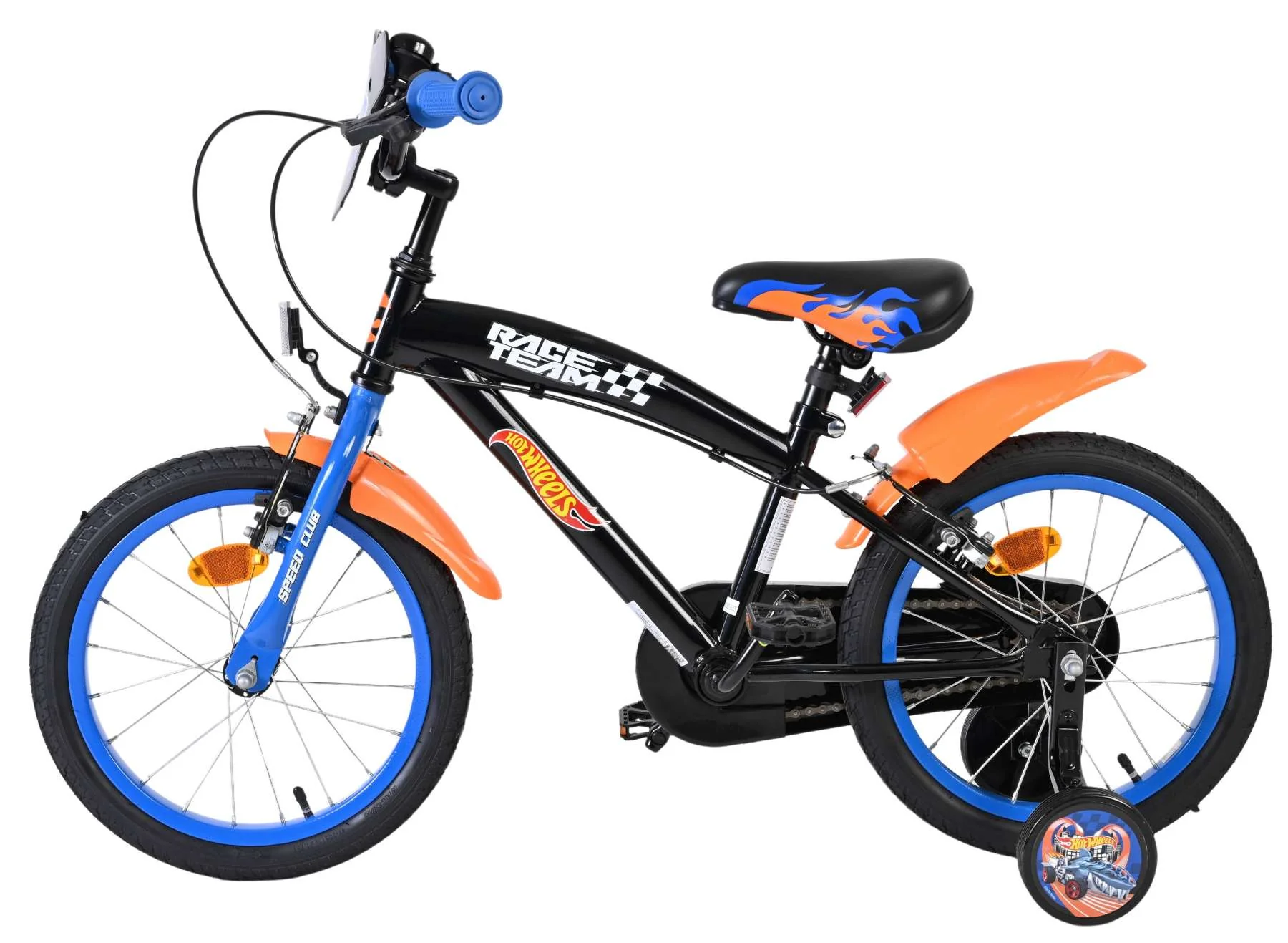 Hot Wheels Kinderfiets - Jongens - 16 inch - Zwart Oranje Blauw - Twee Handremmen - Image 8