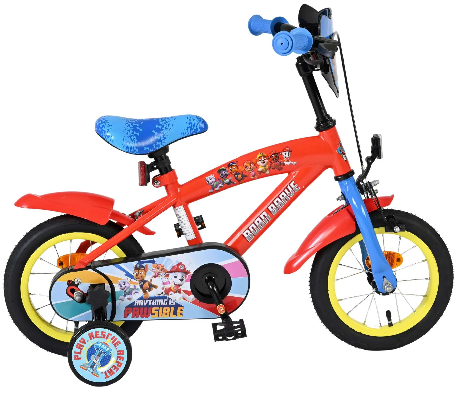 Paw Patrol Kinderfiets - Jongens - 12 inch - Rood/Blauw OUTLET