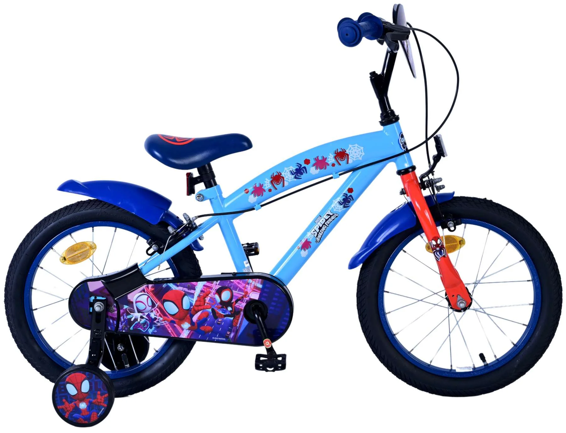 Spidey Kinderfiets - Jongens - 16 inch - Blauw - Twee handremmen OUTLET