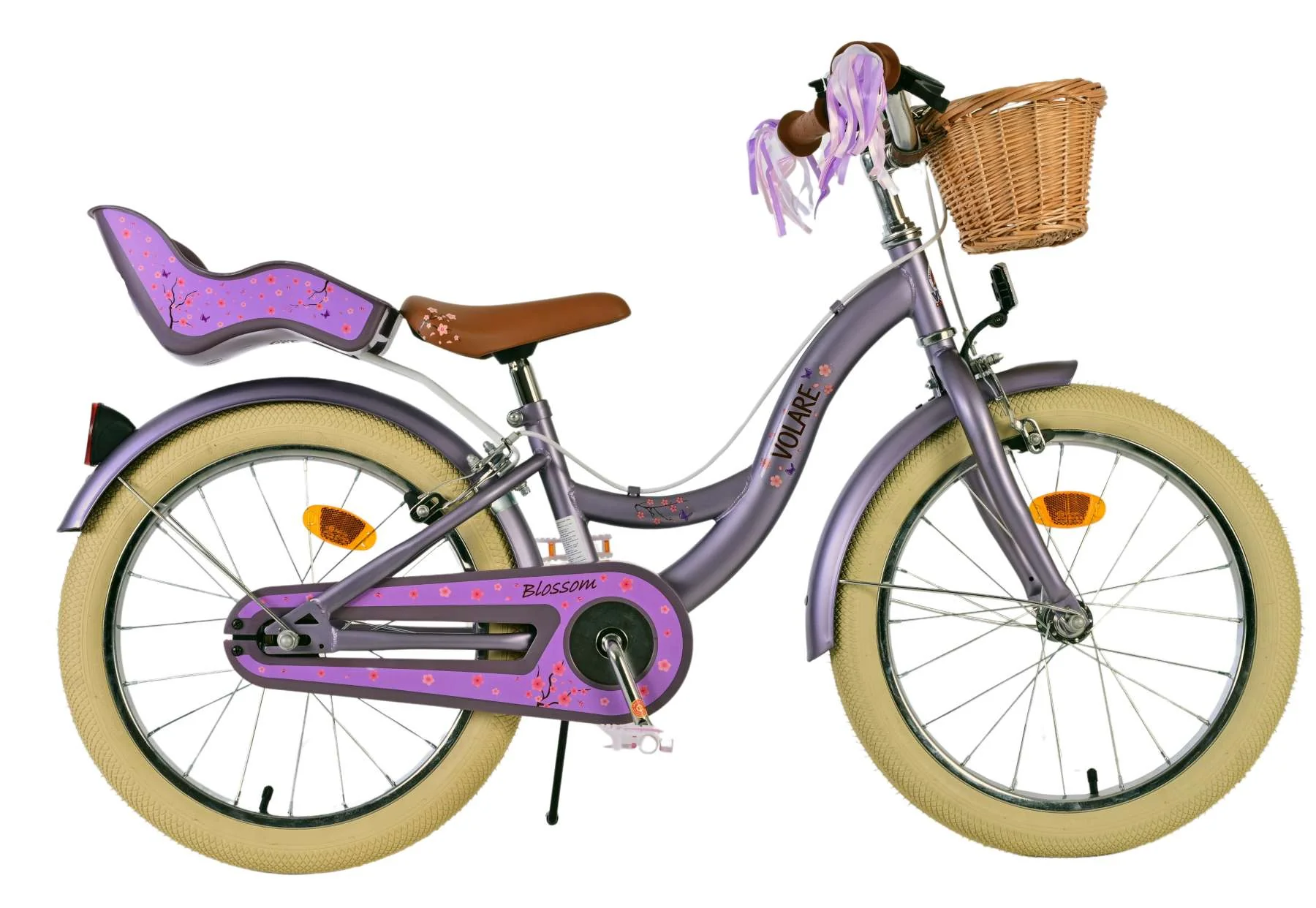 Volare Blossom Kinderfiets - Meisjes - 18 inch - Paars - Twee Handremmen OUTLET