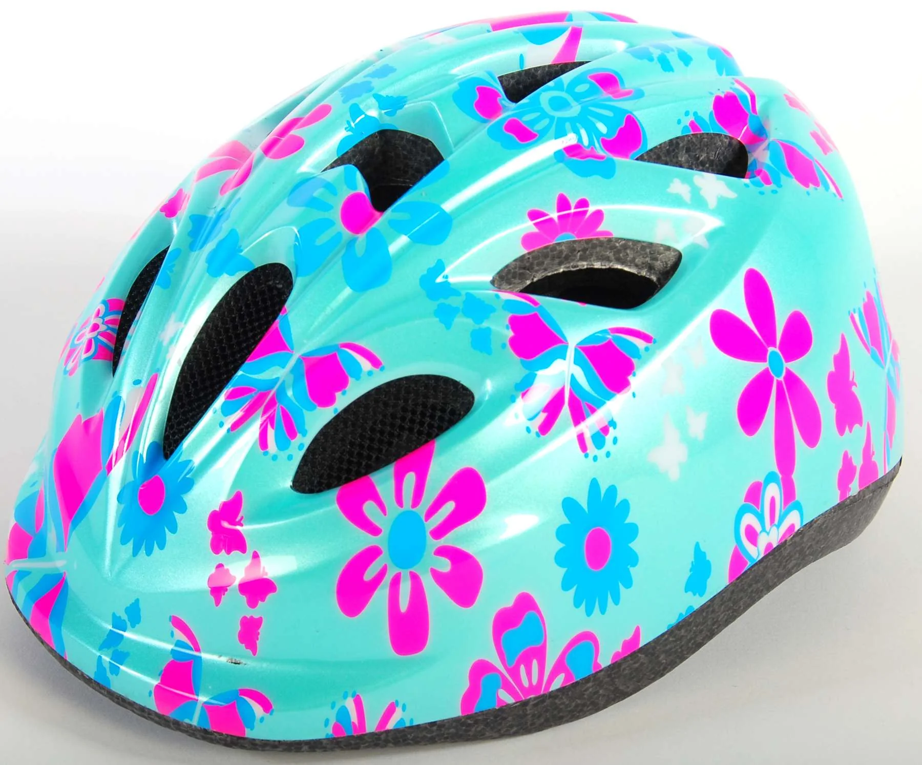 Volare Kinder Fietshelm - XS - Blauw Roze Bloemetjes - 47-51 cm - extra klein model - Image 3