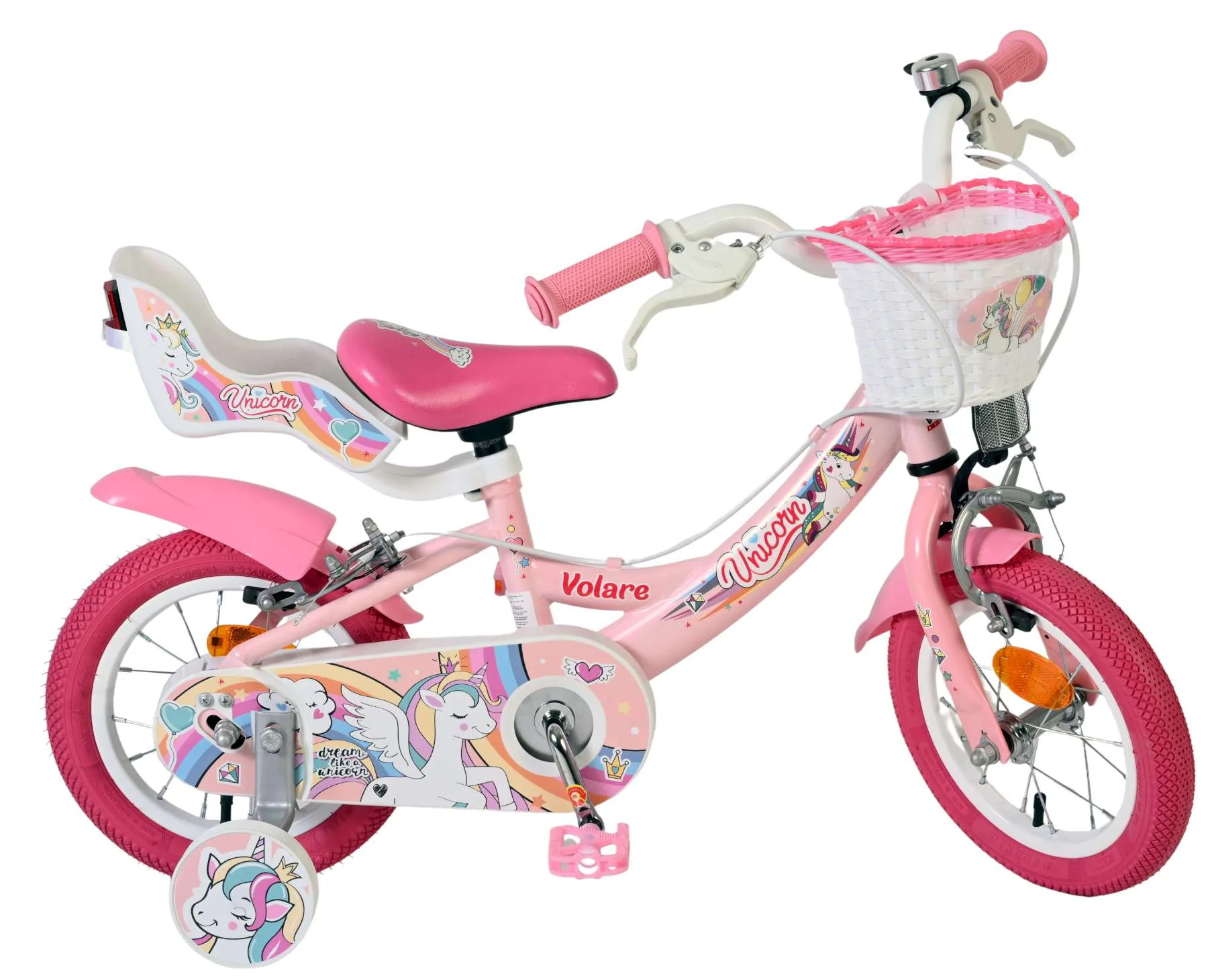 Volare Unicorn Kinderfiets - Meisjes - 12 inch - Roze - Twee handremmen - Image 10