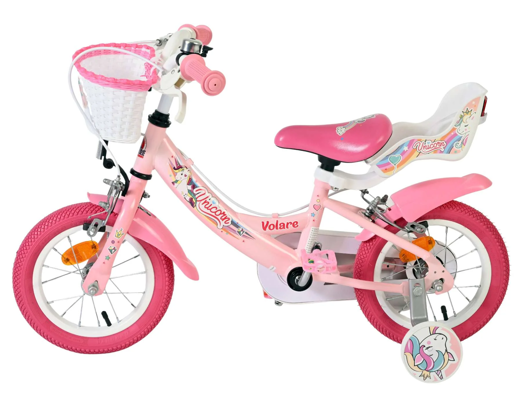Volare Unicorn Kinderfiets - Meisjes - 12 inch - Roze - Twee handremmen - Image 7