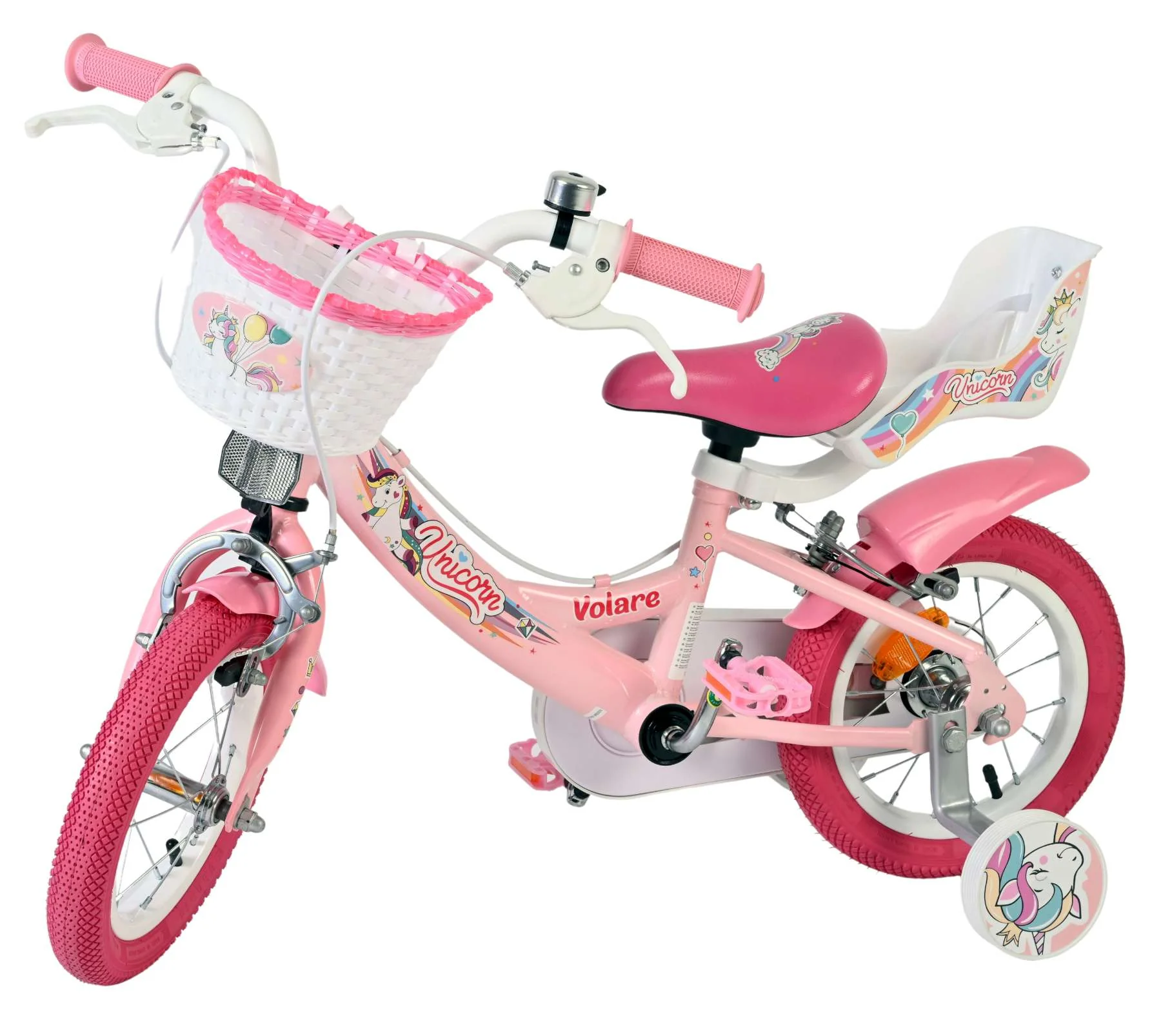 Volare Unicorn Kinderfiets - Meisjes - 12 inch - Roze - Twee handremmen - Image 8