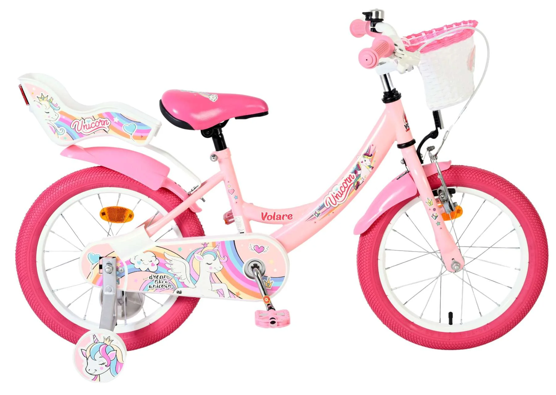 Volare Unicorn Kinderfiets - Meisjes - 16 inch - Roze