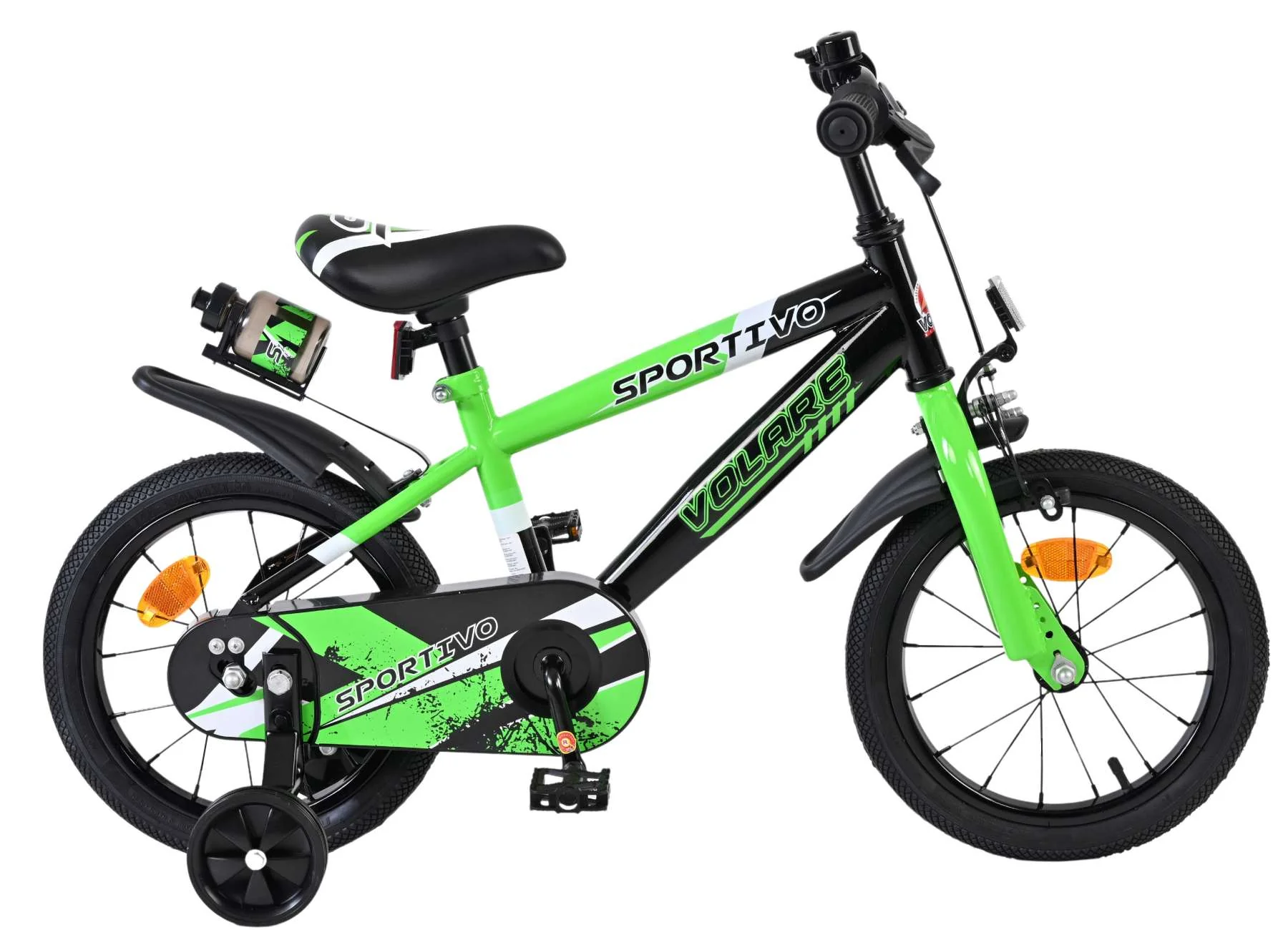 Volare Sportivo Kinderfiets - Jongens - 14 inch - Groen Zwart OUTLET