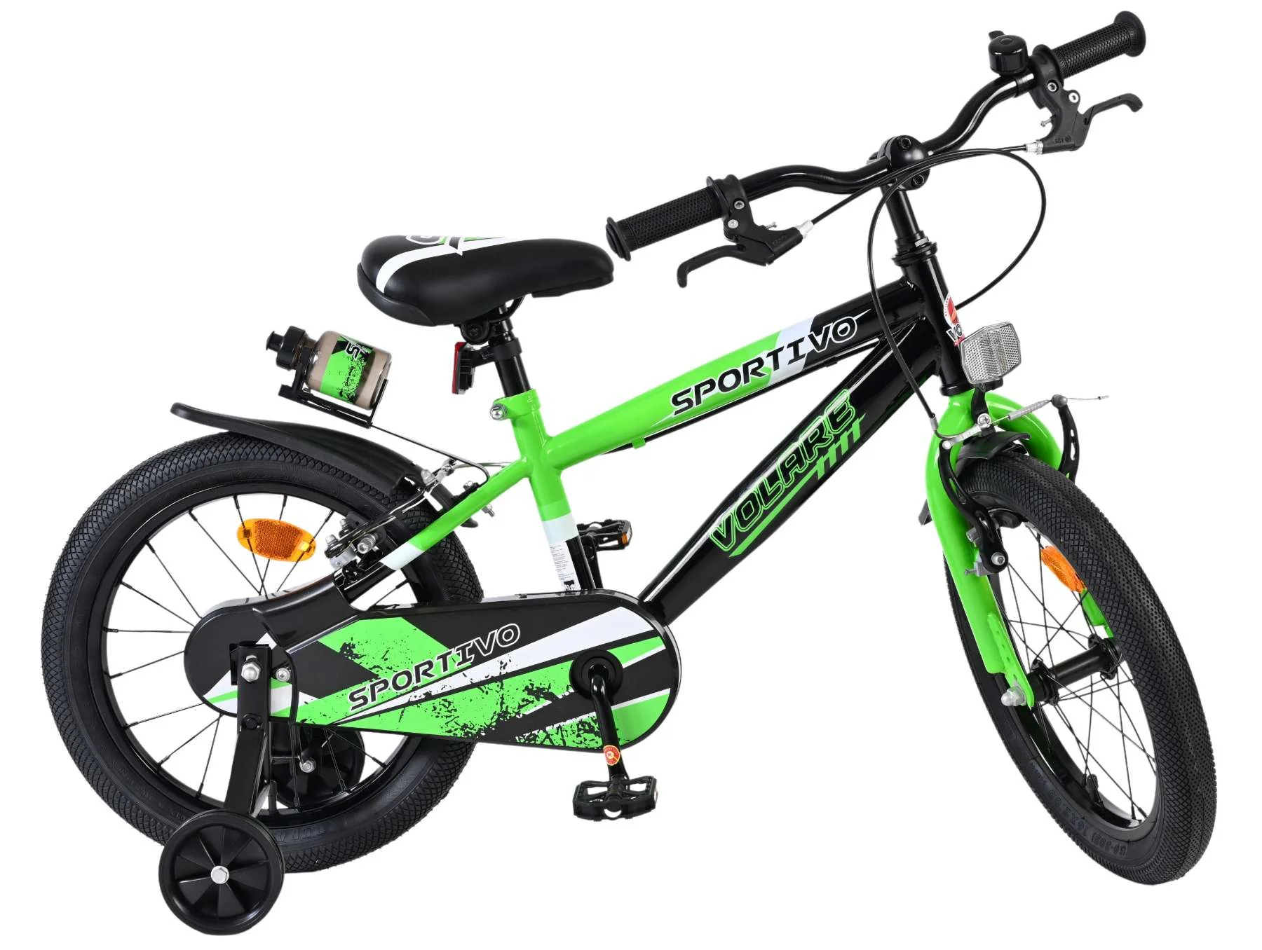Volare Sportivo Kinderfiets - Jongens - 16 inch - Groen Zwart - Twee Handremmen - Image 10