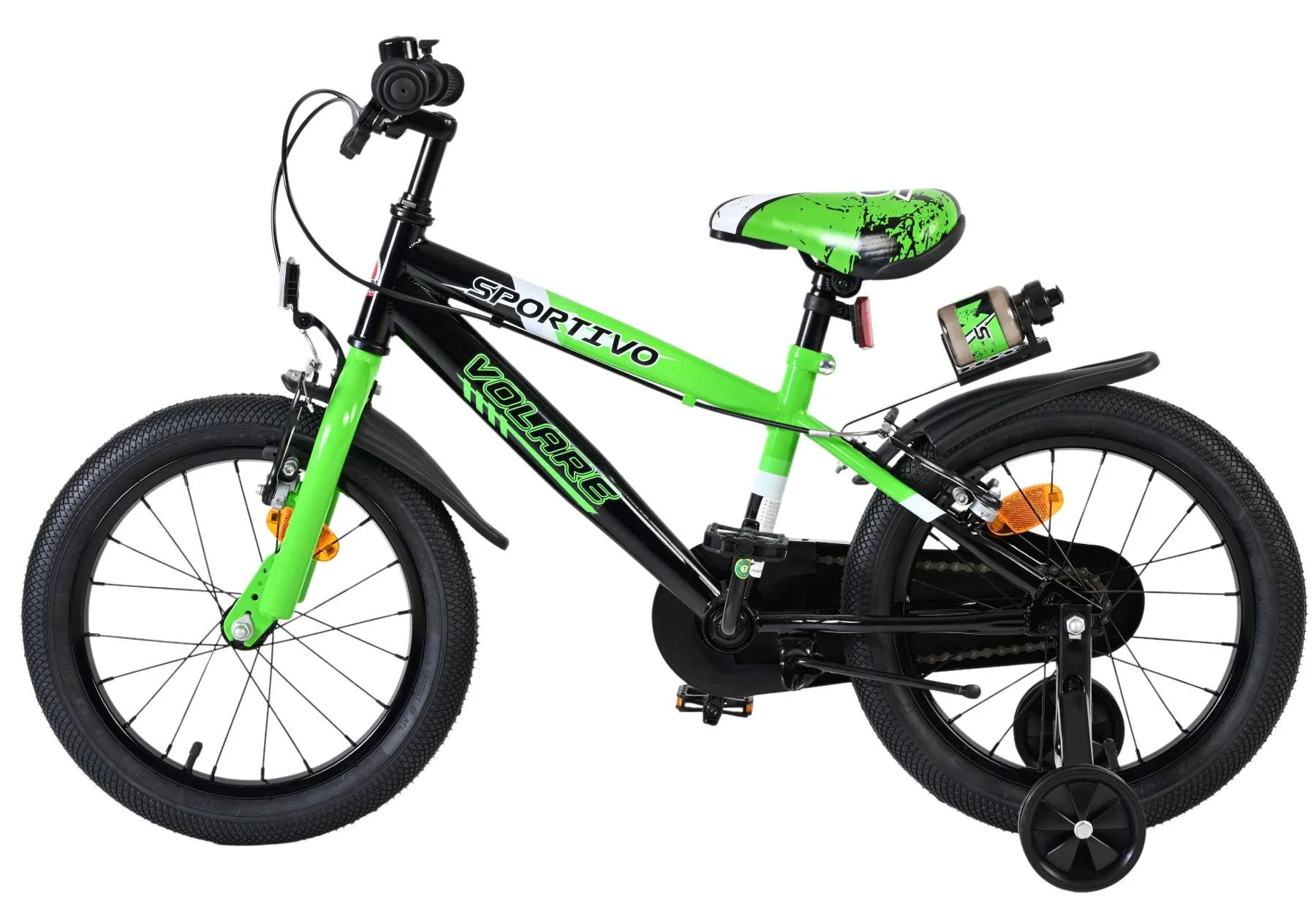 Volare Sportivo Kinderfiets - Jongens - 16 inch - Groen Zwart - Twee Handremmen - Image 7