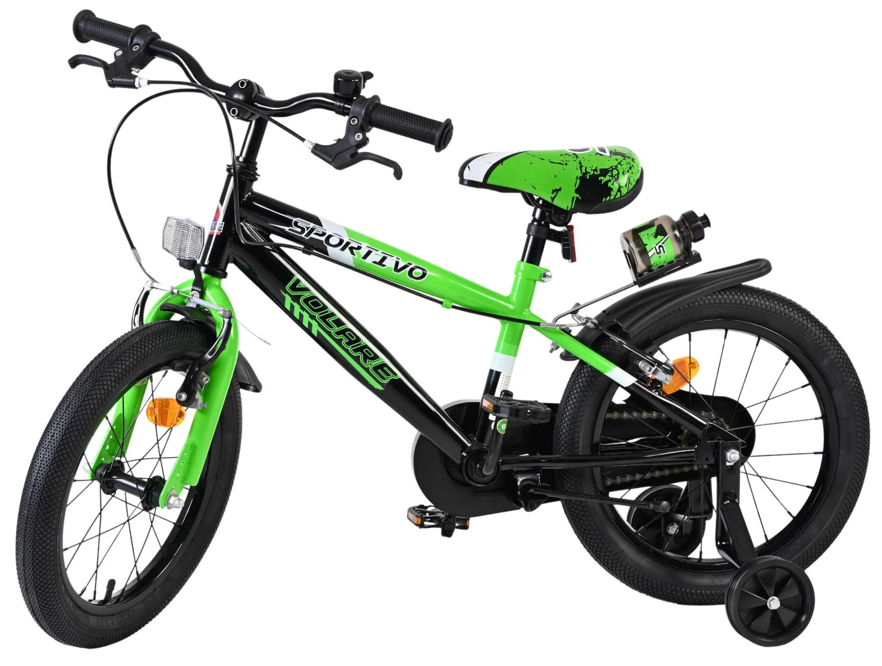Volare Sportivo Kinderfiets - Jongens - 16 inch - Groen Zwart - Twee Handremmen - Image 8