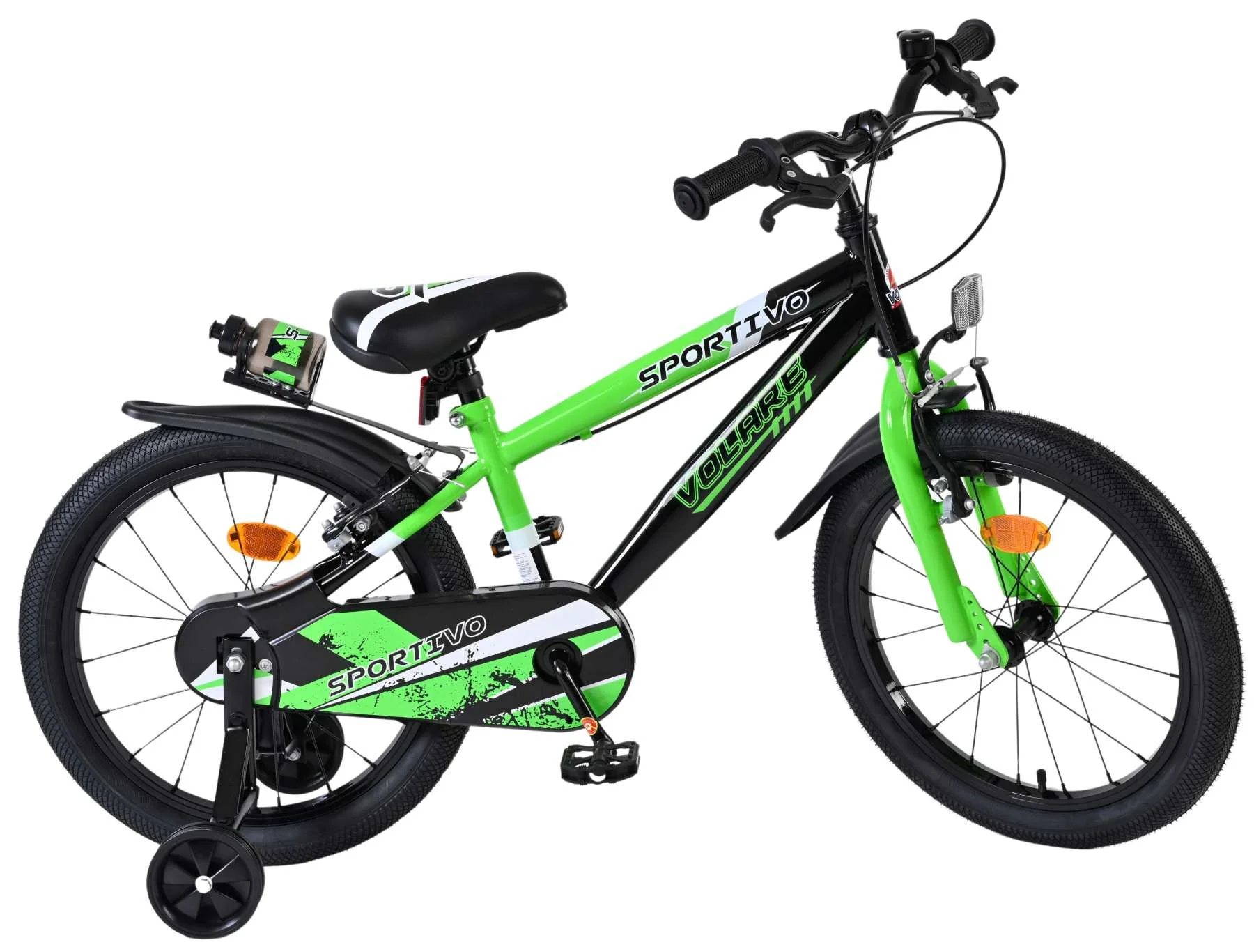 Volare Sportivo Kinderfiets - Jongens - 18 inch - Groen Zwart - Twee Handremmen - Image 10