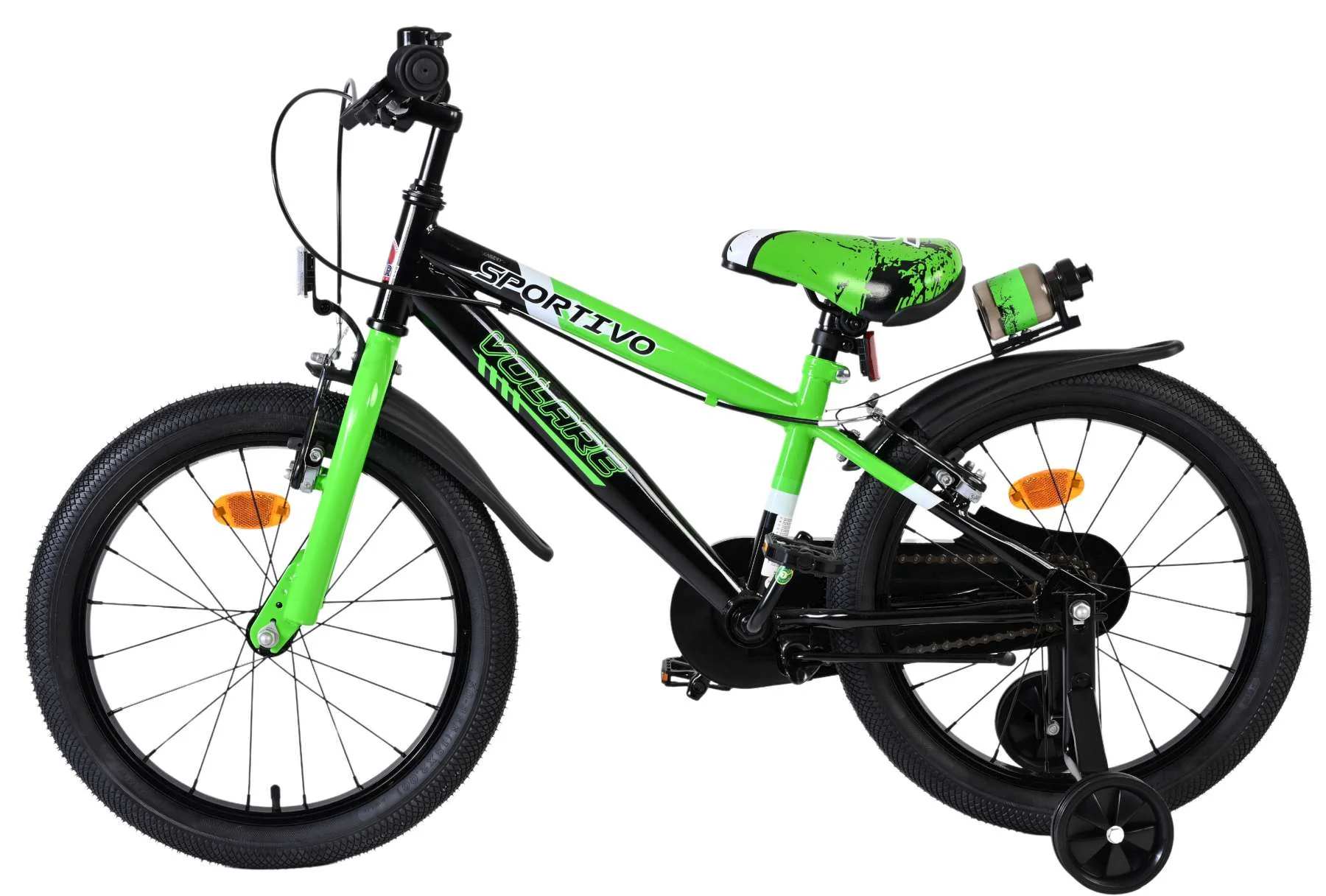Volare Sportivo Kinderfiets - Jongens - 18 inch - Groen Zwart - Twee Handremmen - Image 7
