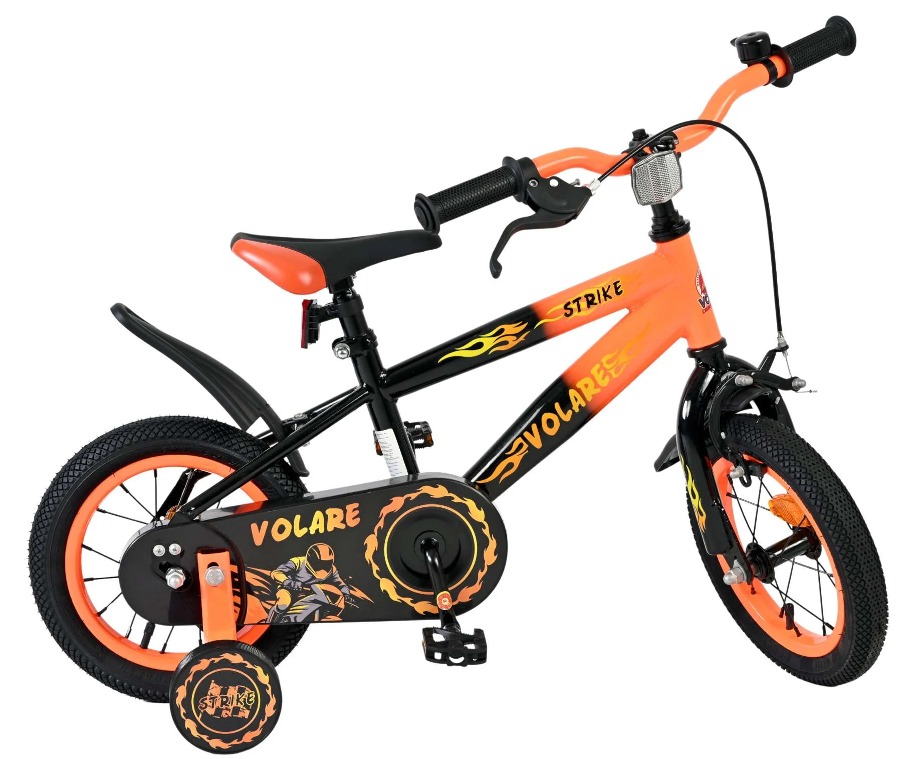 Volare Strike Kinderfiets - Jongens - 12 inch - Zwart Oranje - Image 10