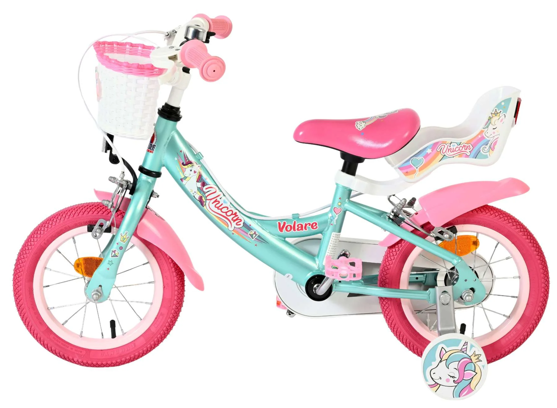 Volare Unicorn Kinderfiets - Meisjes - 12 inch - Groen - Twee handremmen - Image 7