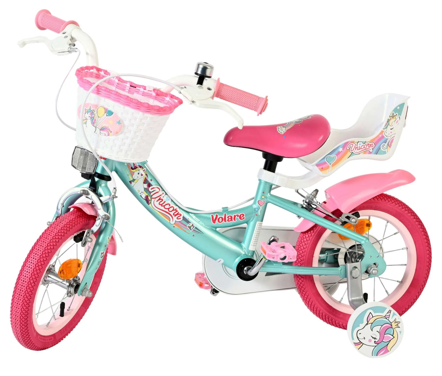Volare Unicorn Kinderfiets - Meisjes - 12 inch - Groen - Twee handremmen - Image 8