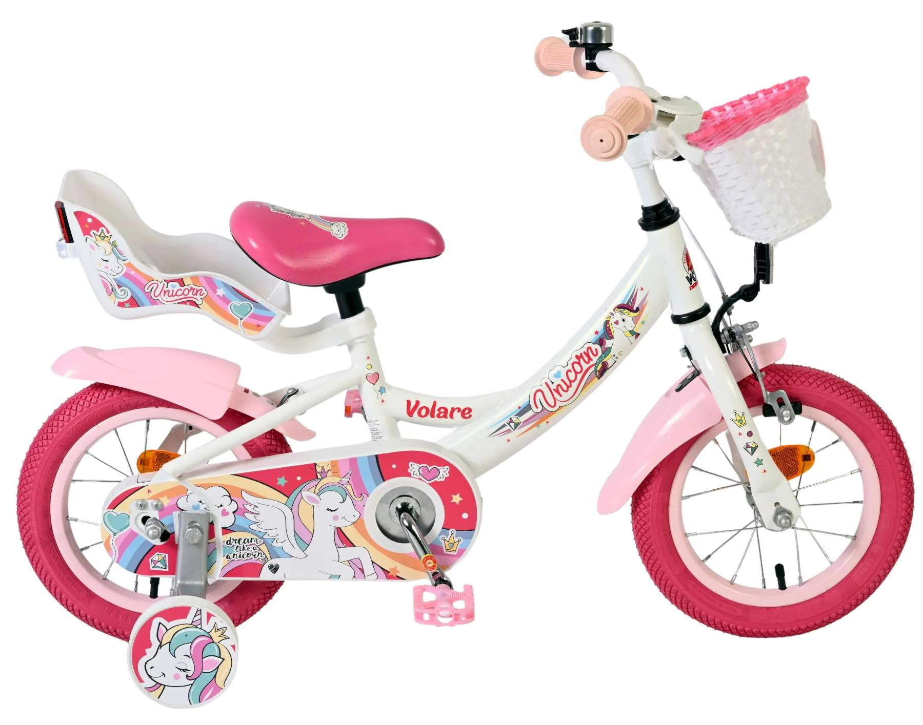 Volare Unicorn Kinderfiets - Meisjes - 12 inch - Wit OUTLET