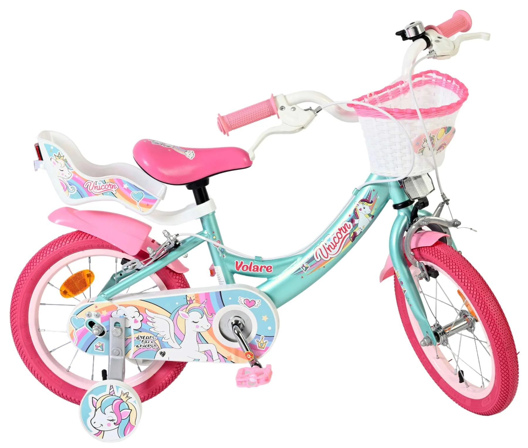 Volare Unicorn Kinderfiets - Meisjes - 14 inch - Groen - Twee Handremmen - Image 2