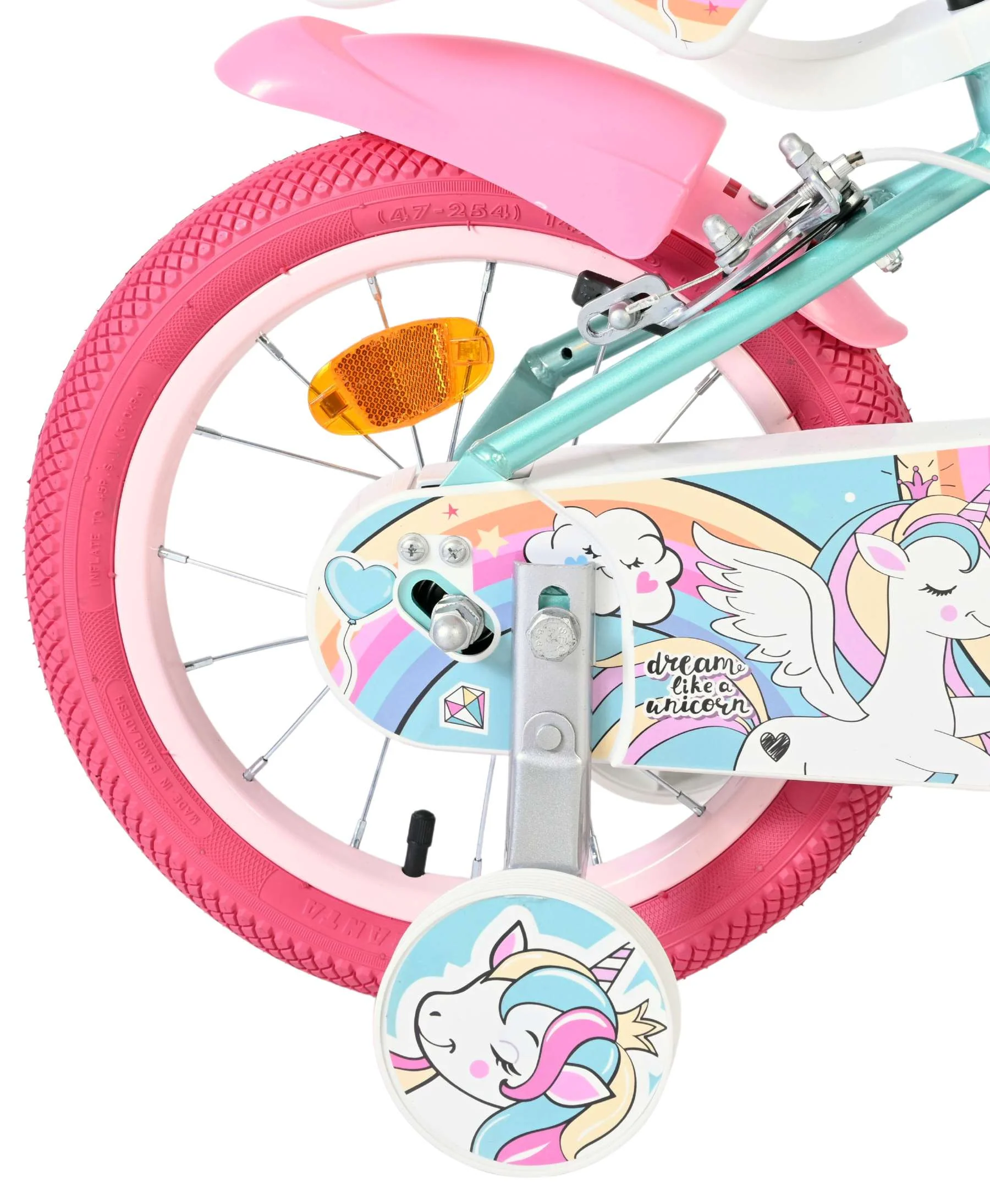 Volare Unicorn Kinderfiets - Meisjes - 14 inch - Groen - Twee Handremmen - Image 3