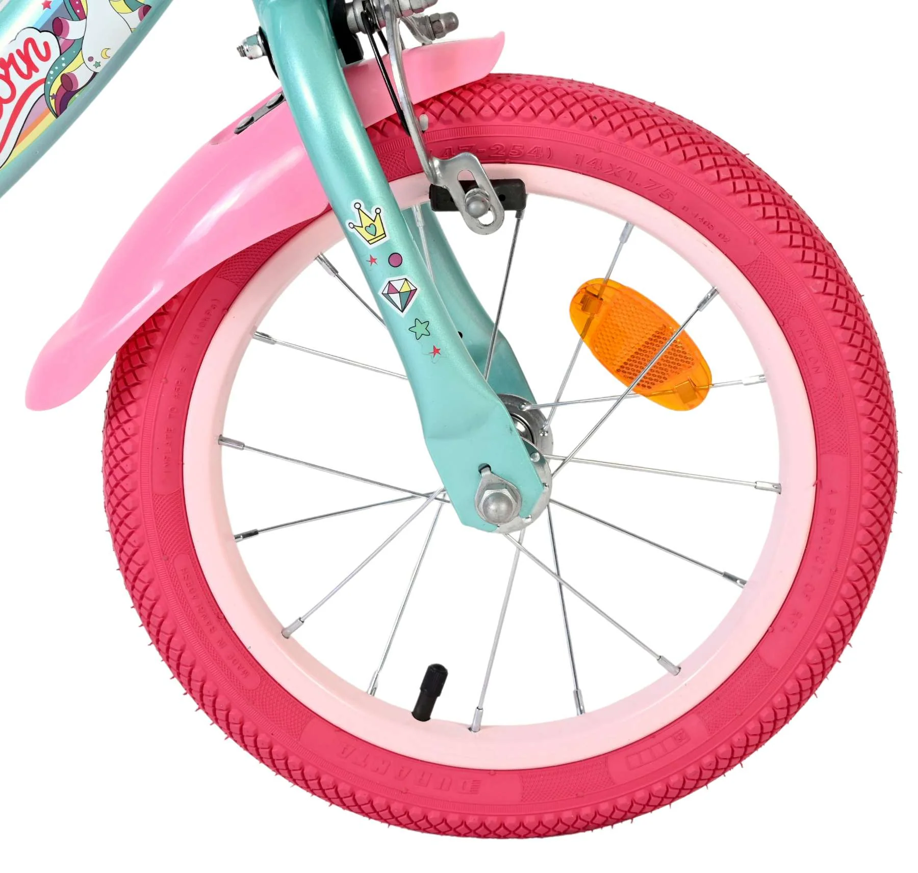 Volare Unicorn Kinderfiets - Meisjes - 14 inch - Groen - Twee Handremmen - Image 4
