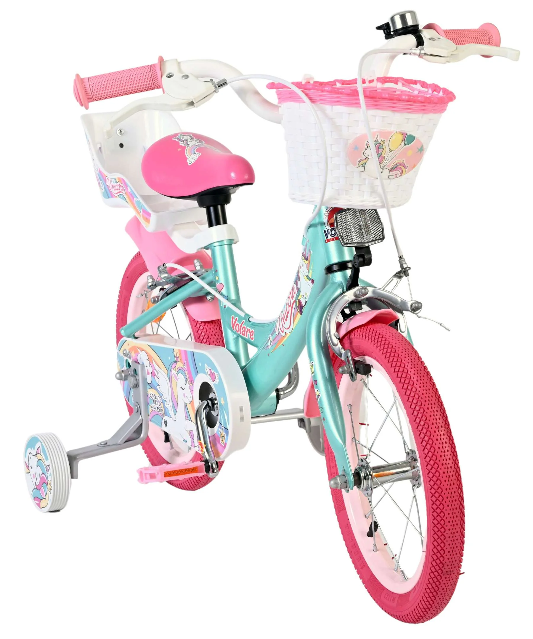 Volare Unicorn Kinderfiets - Meisjes - 14 inch - Groen - Twee Handremmen - Image 6