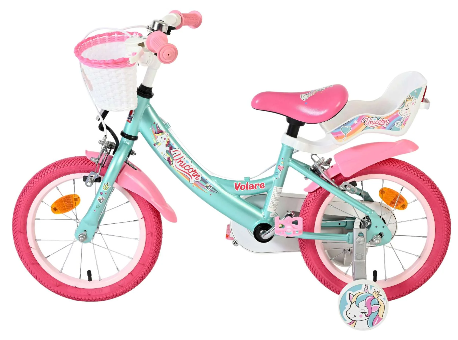 Volare Unicorn Kinderfiets - Meisjes - 14 inch - Groen - Twee Handremmen - Image 8