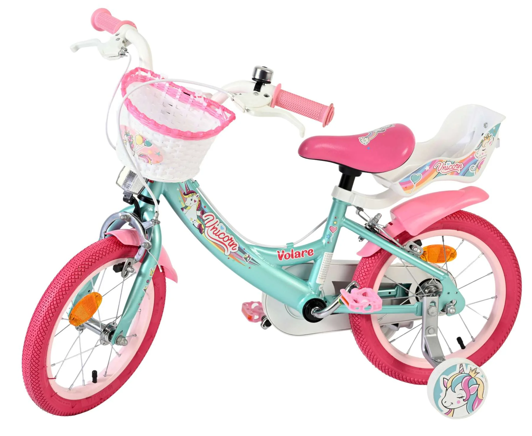 Volare Unicorn Kinderfiets - Meisjes - 14 inch - Groen - Twee Handremmen - Image 9
